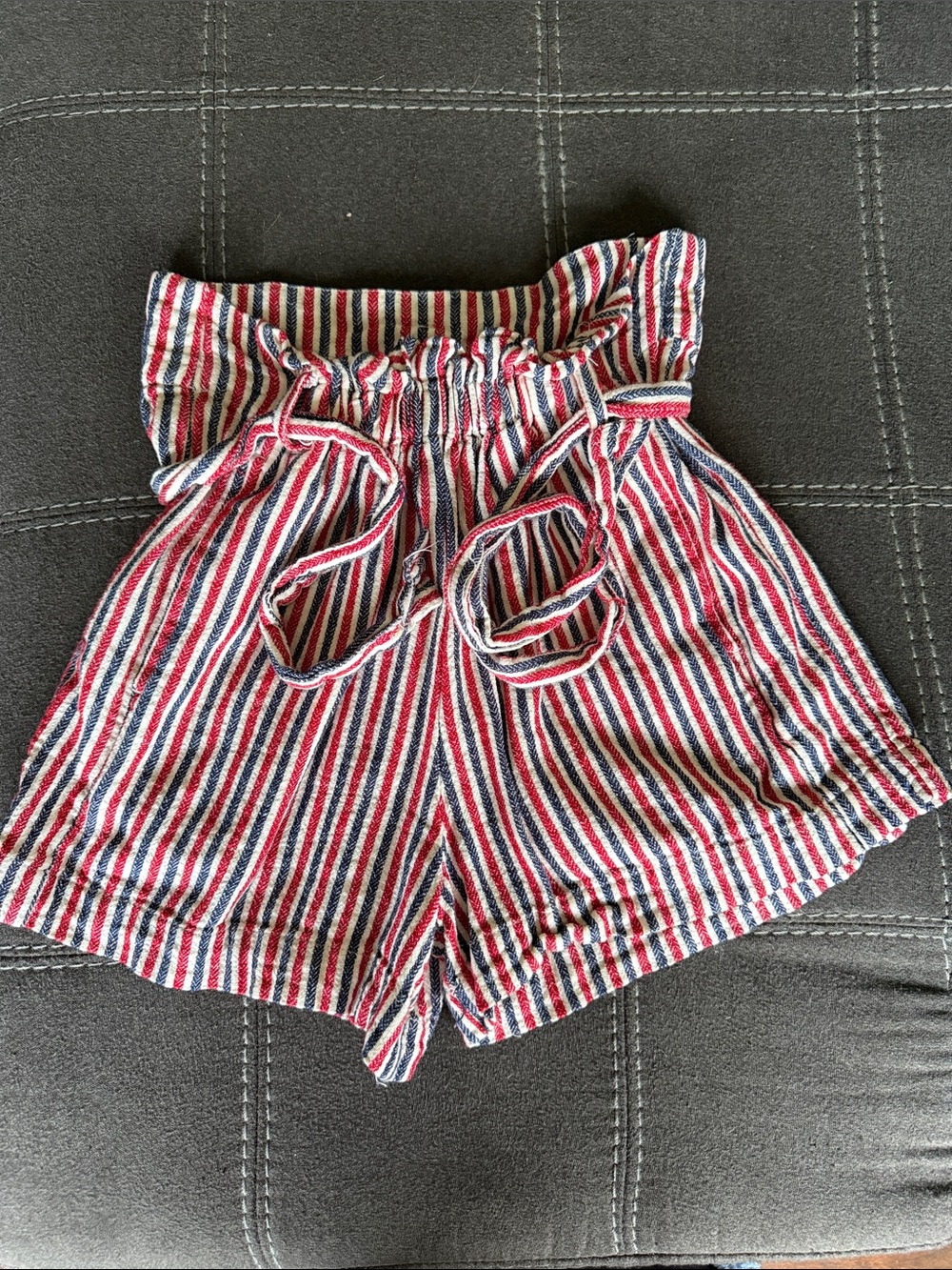 Indigo Rein Paperbag Waist Striped Shorts - Red/Blue/White